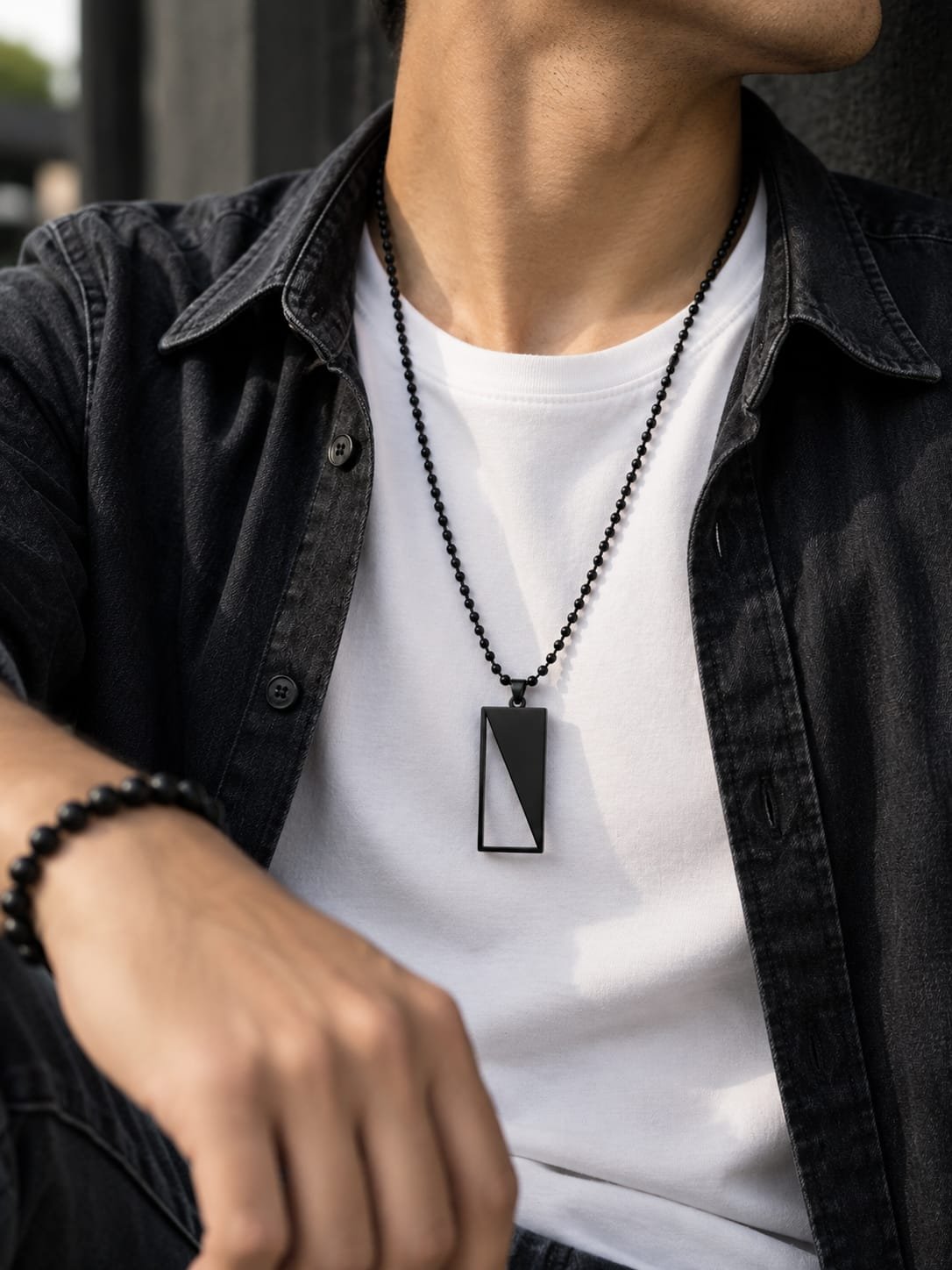 Men’s Black Cross Pendant Necklace – Silver-Tone Stainless Steel Cross Chain (Copy) - Image 5