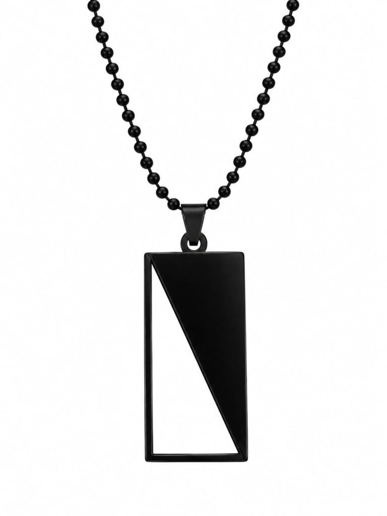 Men’s Black Cross Pendant Necklace – Silver-Tone Stainless Steel Cross Chain (Copy)