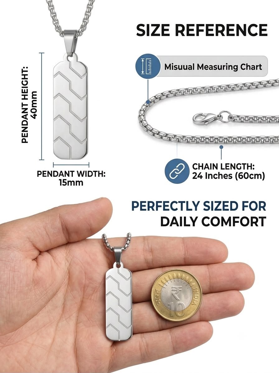 Men's Stainless Steel Engraved Geometric Dog Tag Necklace - Image 3